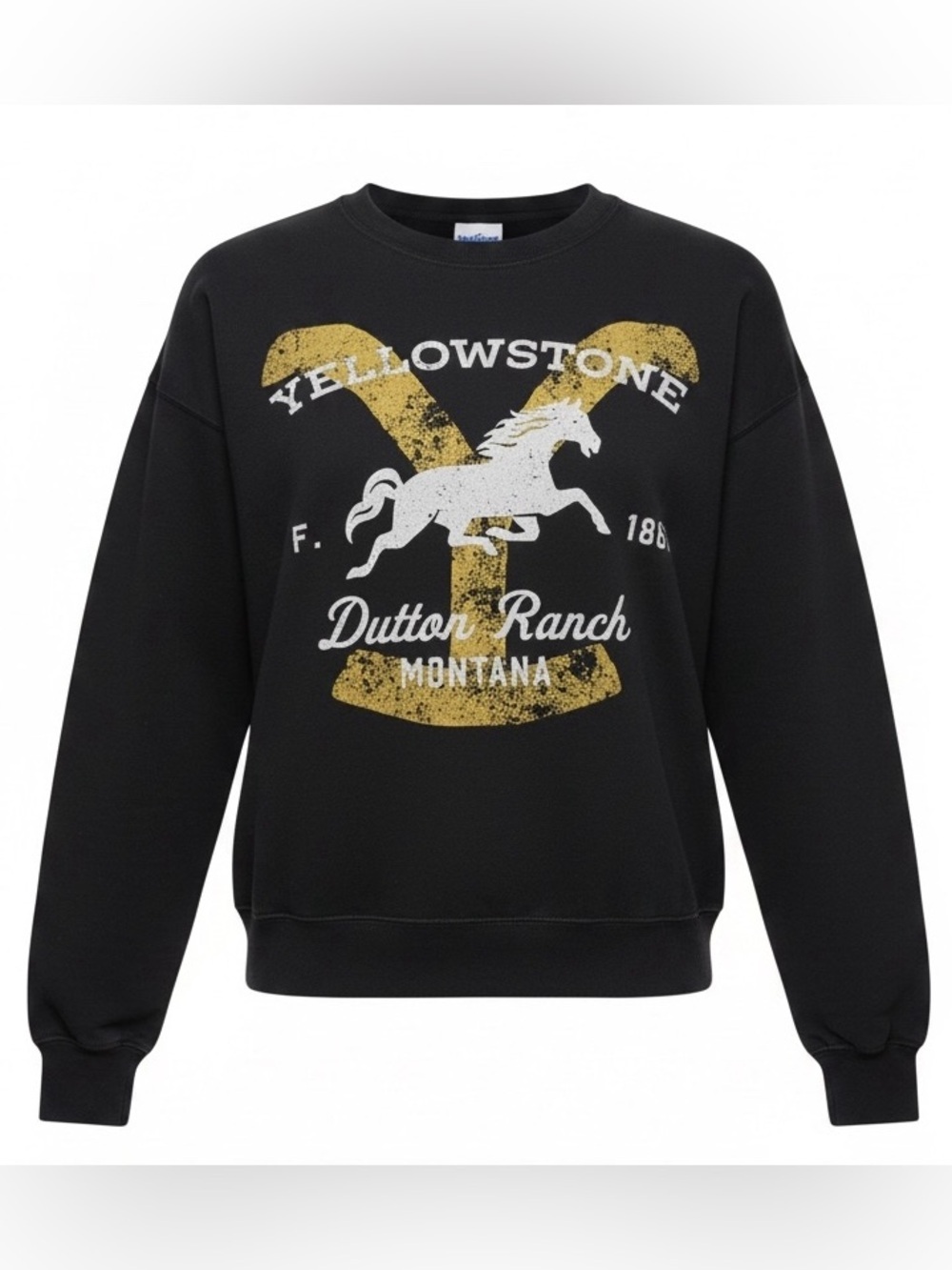 YELLOWSTONE “Dutton Ranch Montana” Est 1886 Horse Graphic and Logo BLK YEL SZ SM